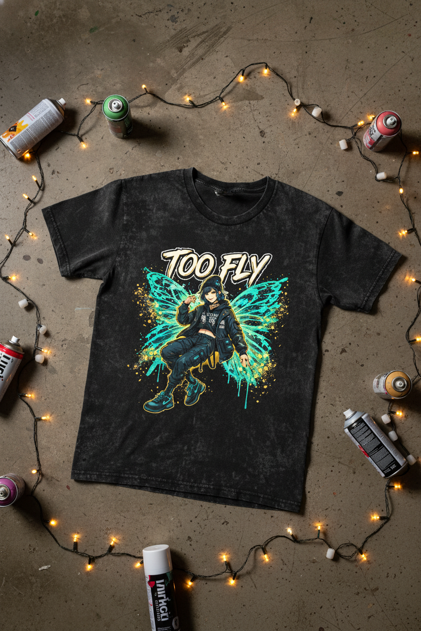 Too Fly Dark Fairycore Anime Streetwear Graphic T-Shirt