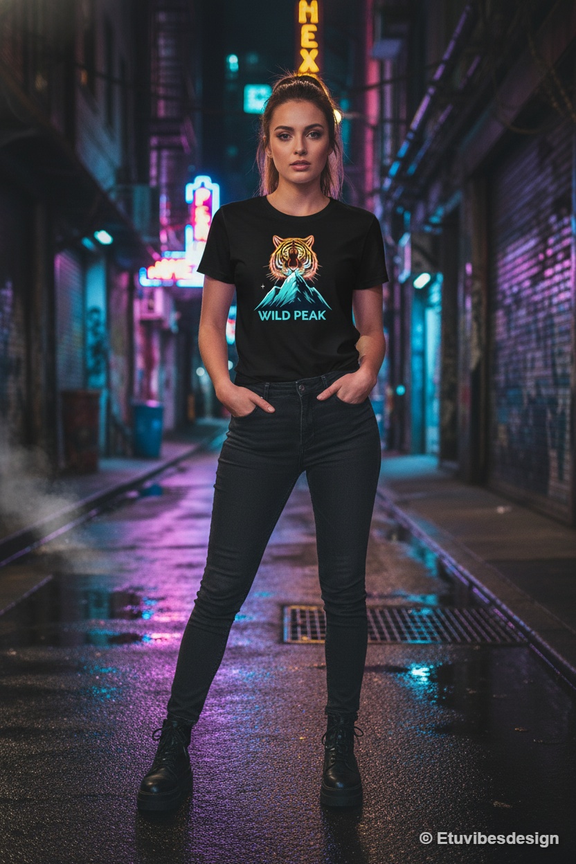 Neon Tiger Wild Peak Graphic T-Shirt