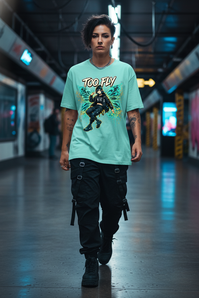 Too Fly Dark Fairycore Anime Streetwear Graphic T-Shirt