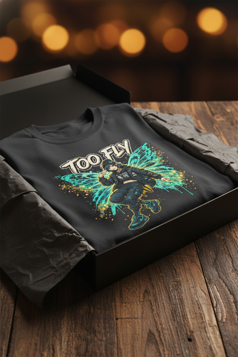 Too Fly Dark Fairycore Anime Streetwear Graphic T-Shirt