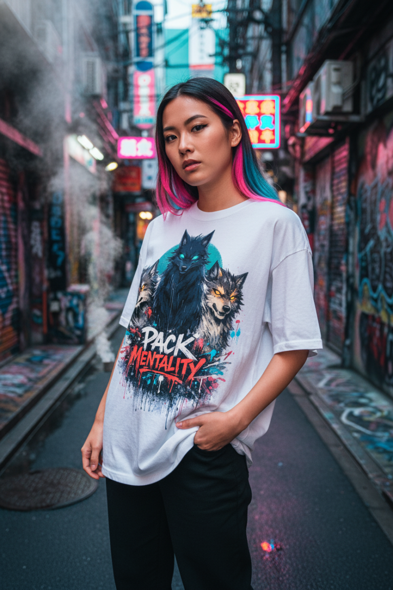 Pack Mentality Graffiti Anime Wolf T-Shirt