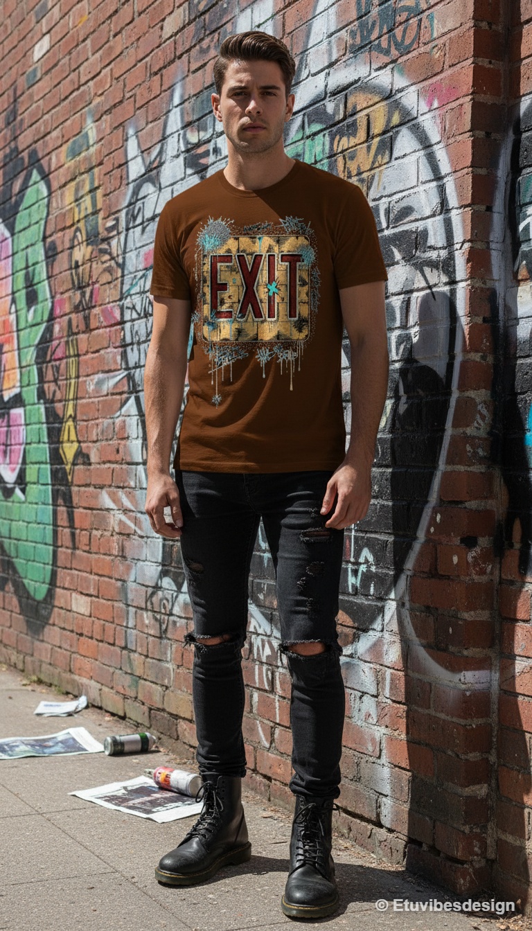 Corrupted EXIT Graffiti Streetwear Graphic T-Shirt