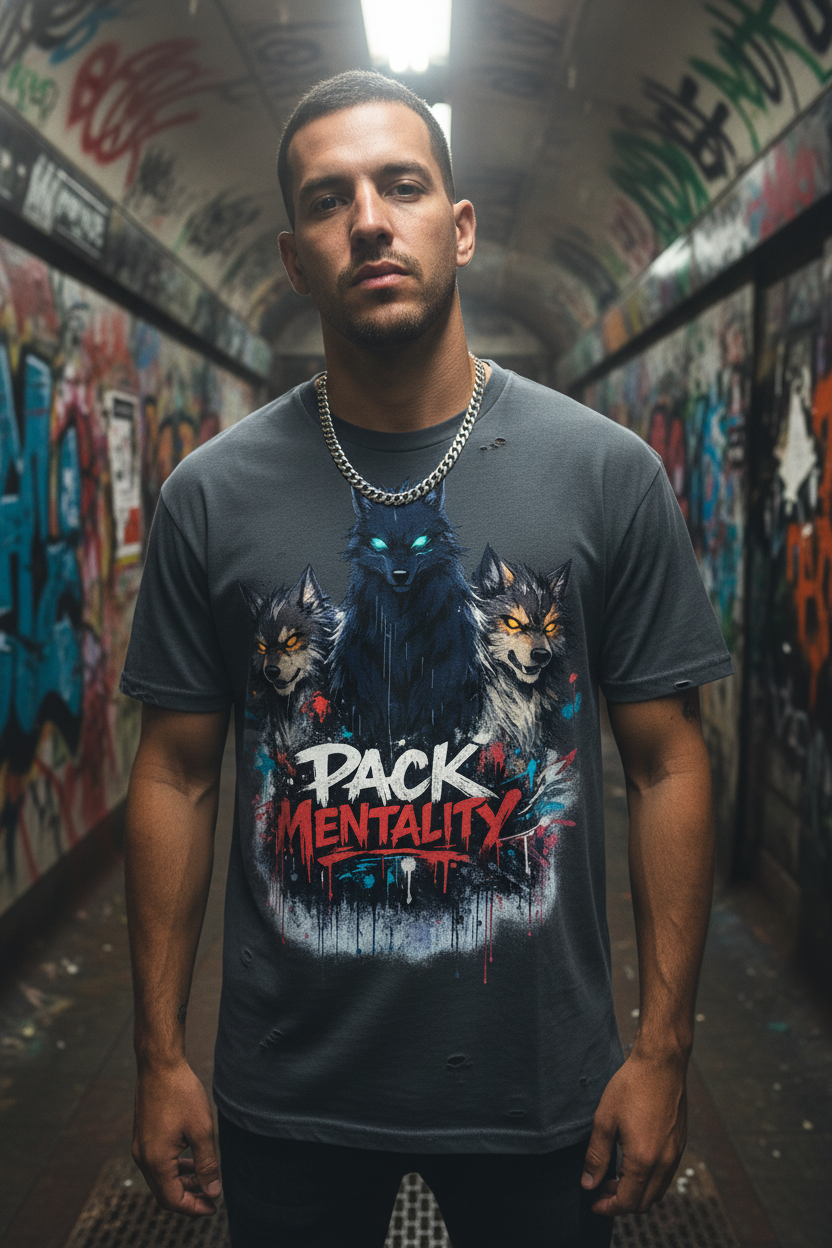 Pack Mentality Graffiti Anime Wolf T-Shirt