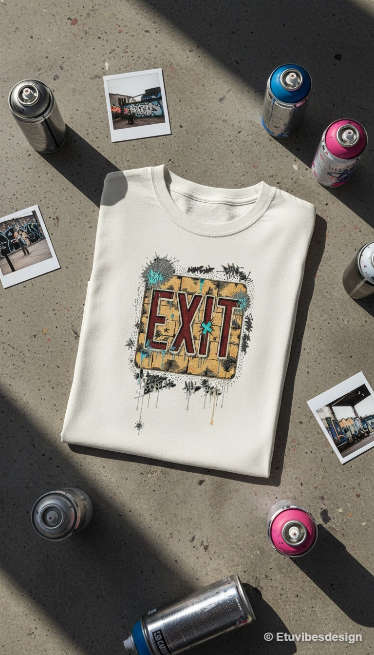 Corrupted EXIT Graffiti Streetwear Graphic T-Shirt