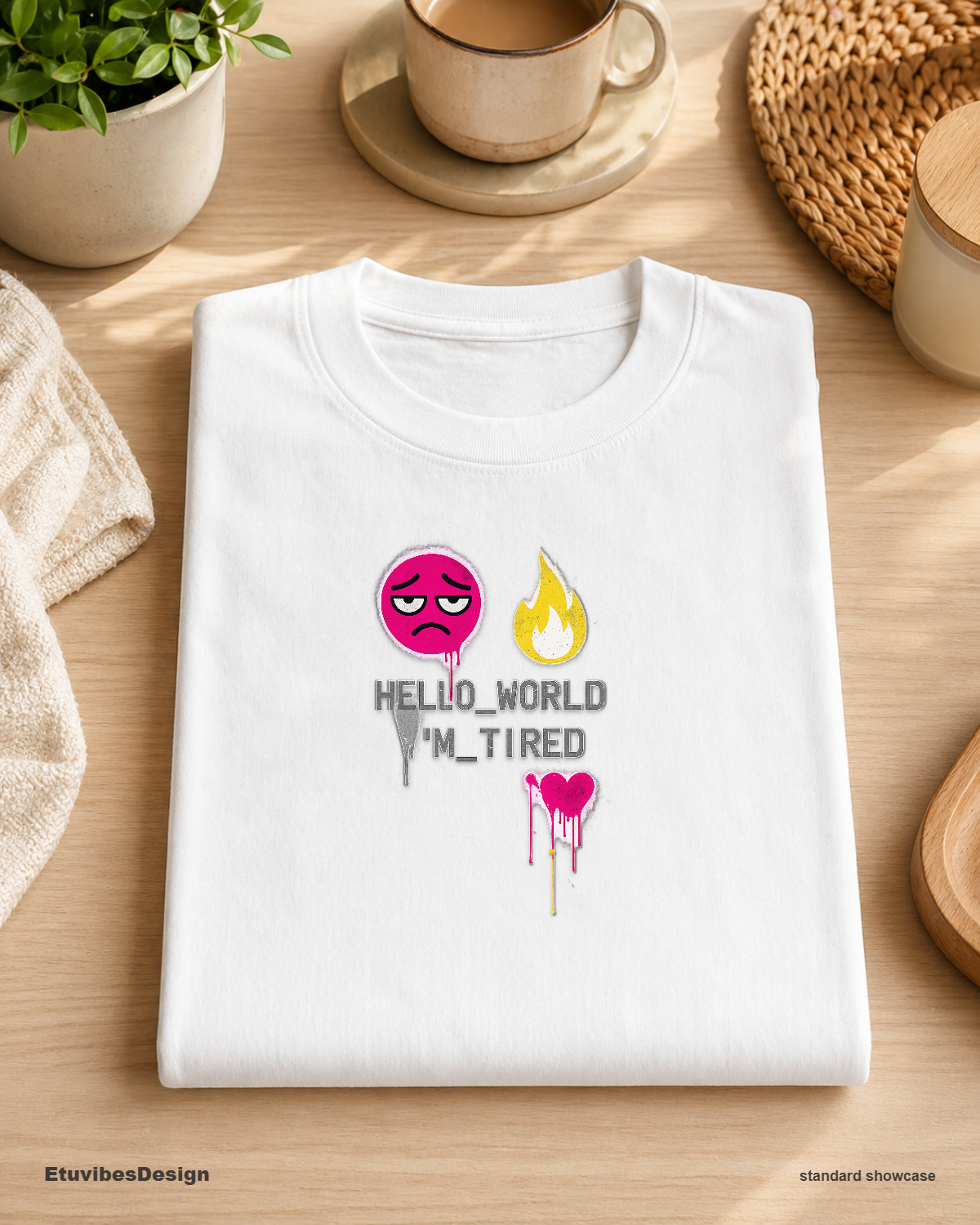 Hello World I’m Tired Funny Programmer Introvert Grunge Unisex T-Shirt