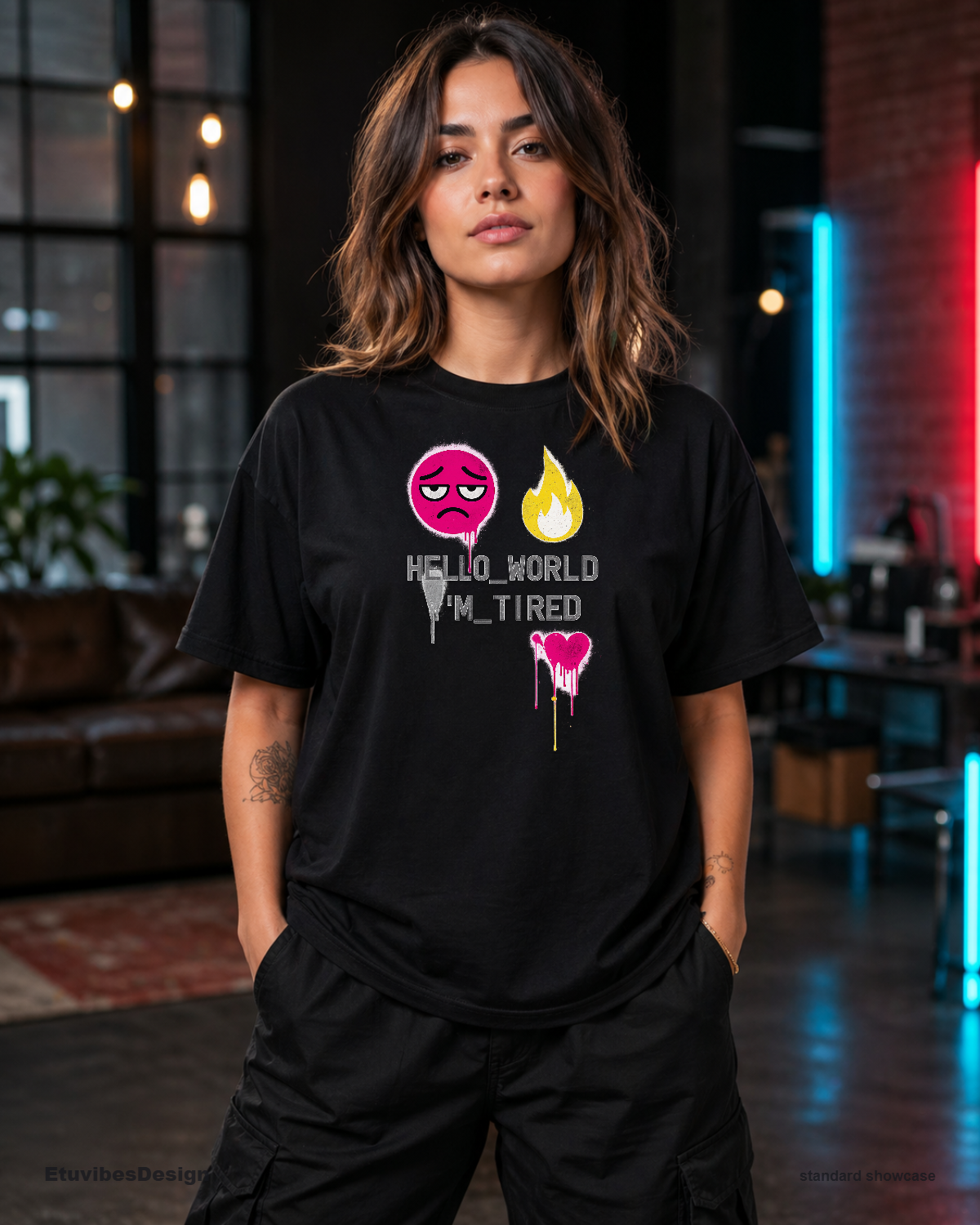 Hello World I’m Tired Funny Programmer Introvert Grunge Unisex T-Shirt