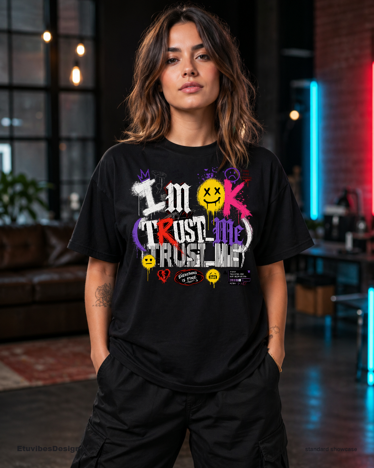 Grunge ‘I’m OK Trust Me’ Sarcastic Streetwear T-Shirt