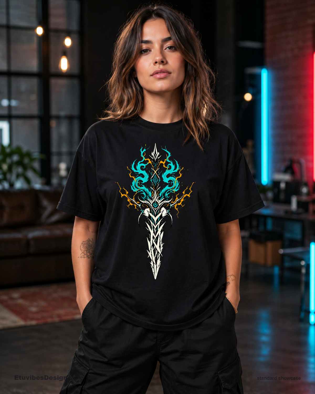 Legendary Glowing Fantasy Sword Graphic T-Shirt