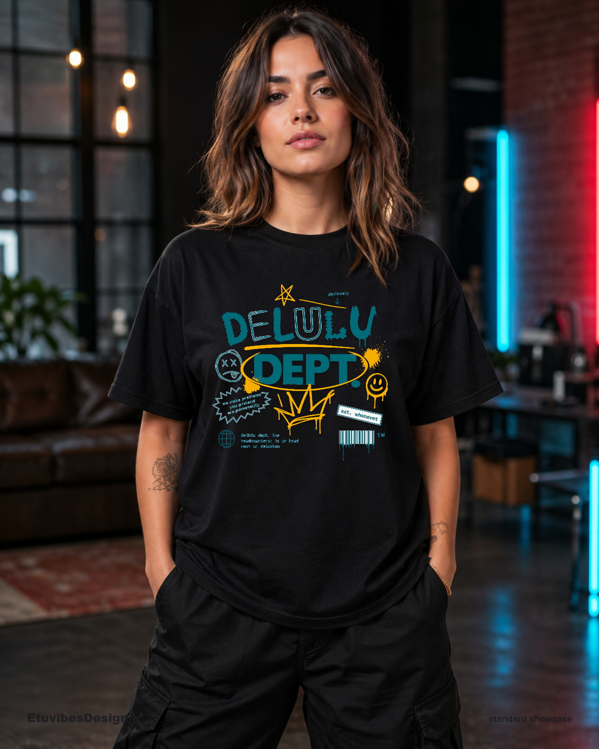 Delulu Dept Ironic Gen Z Meme T-Shirt Y2K Cybercore Graphic Tee