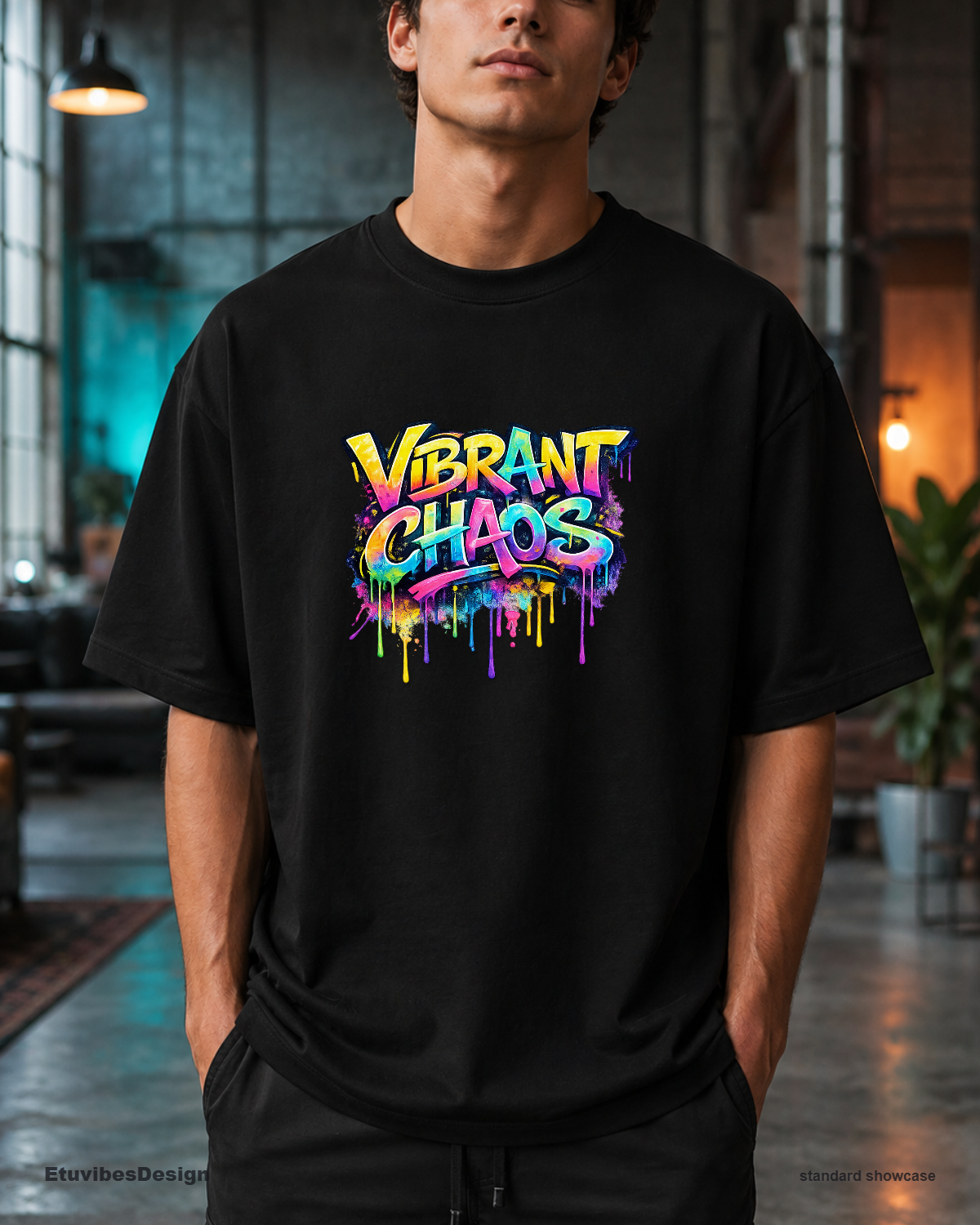 Vibrant Chaos Neon Graffiti Streetwear T-Shirt