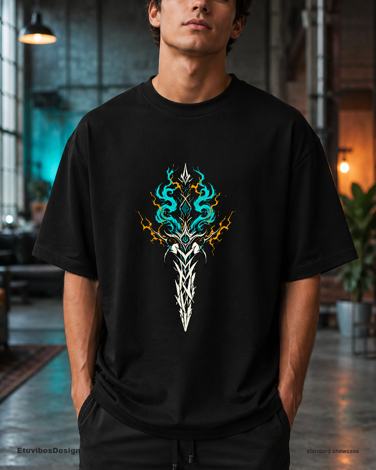 Legendary Glowing Fantasy Sword Graphic T-Shirt
