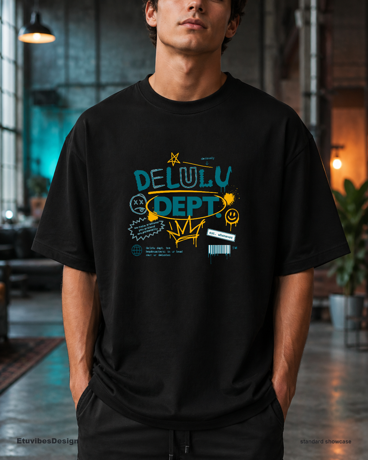 Delulu Dept Ironic Gen Z Meme T-Shirt Y2K Cybercore Graphic Tee