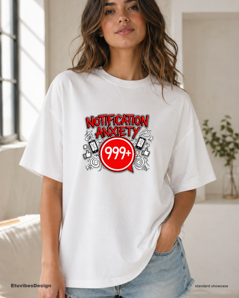 Notification Anxiety 999+ Unread Messages Graphic T-Shirt