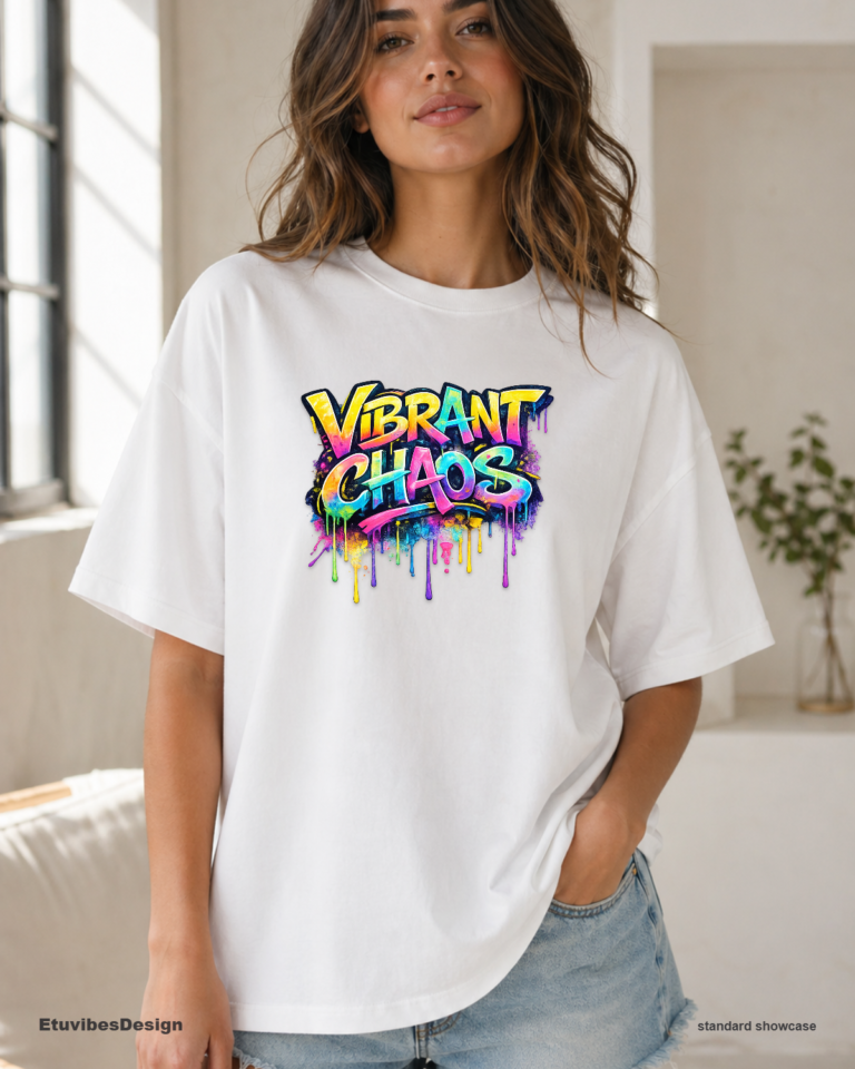 Vibrant Chaos Neon Graffiti Streetwear T-Shirt
