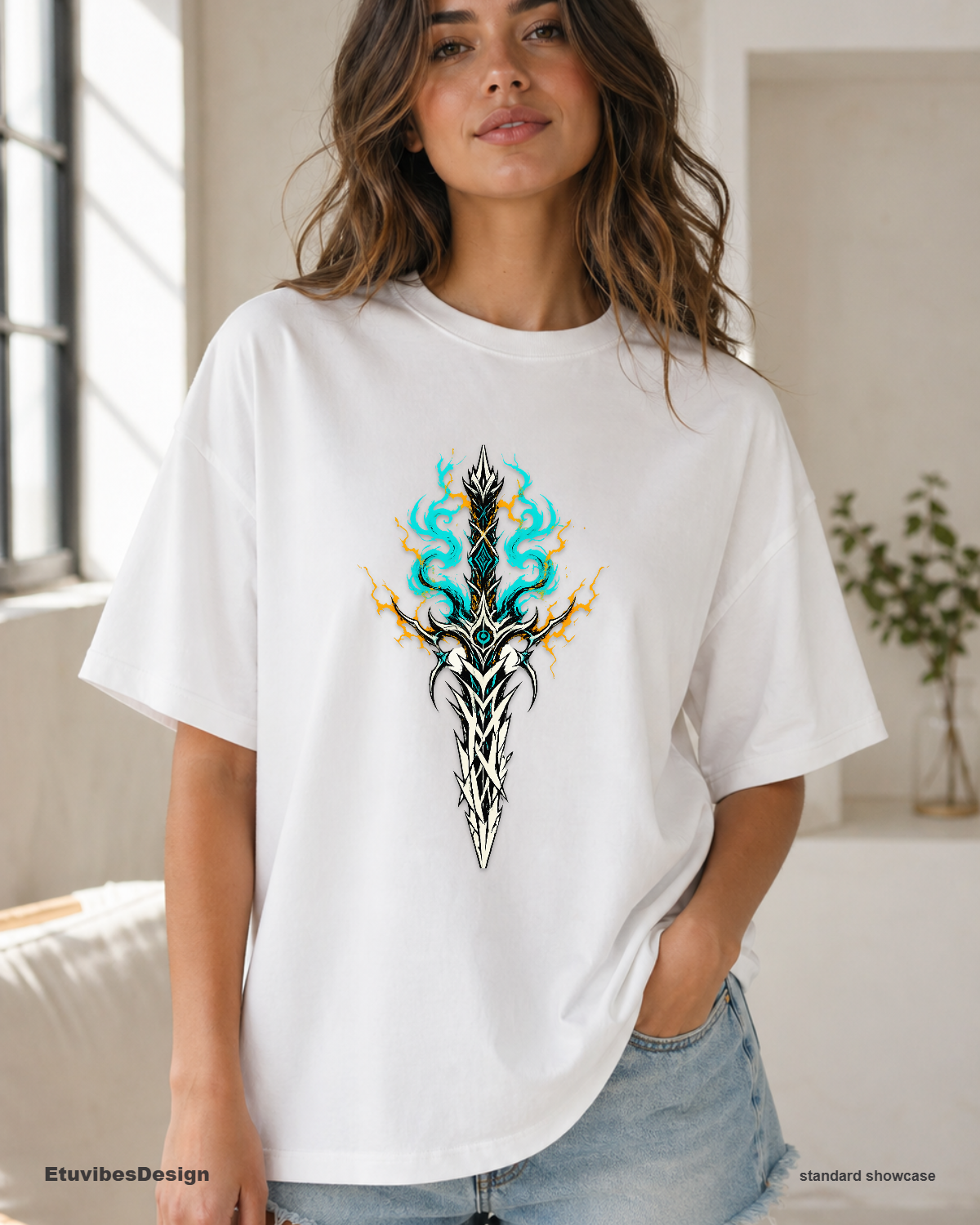 Legendary Glowing Fantasy Sword Graphic T-Shirt