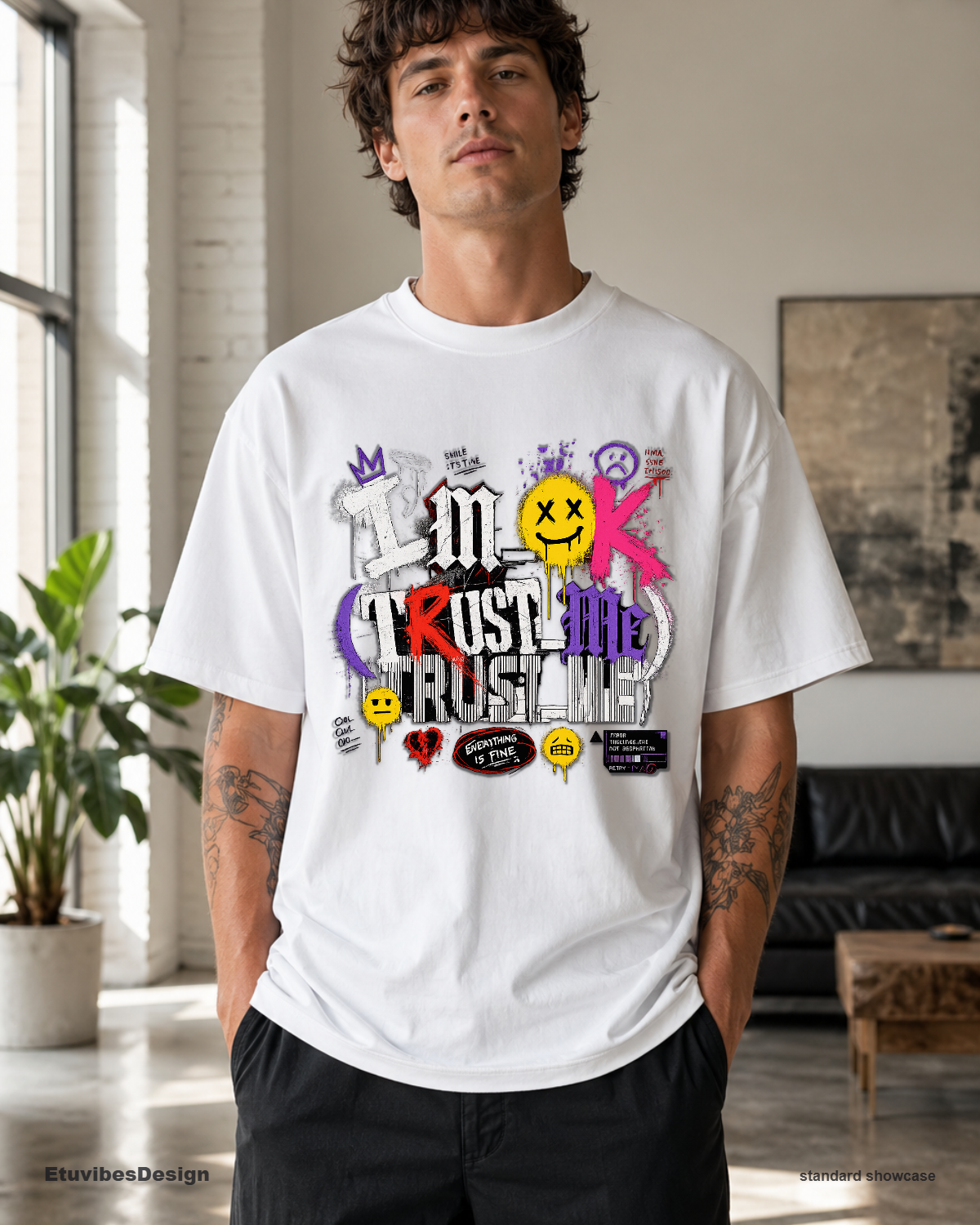 Grunge ‘I’m OK Trust Me’ Sarcastic Streetwear T-Shirt