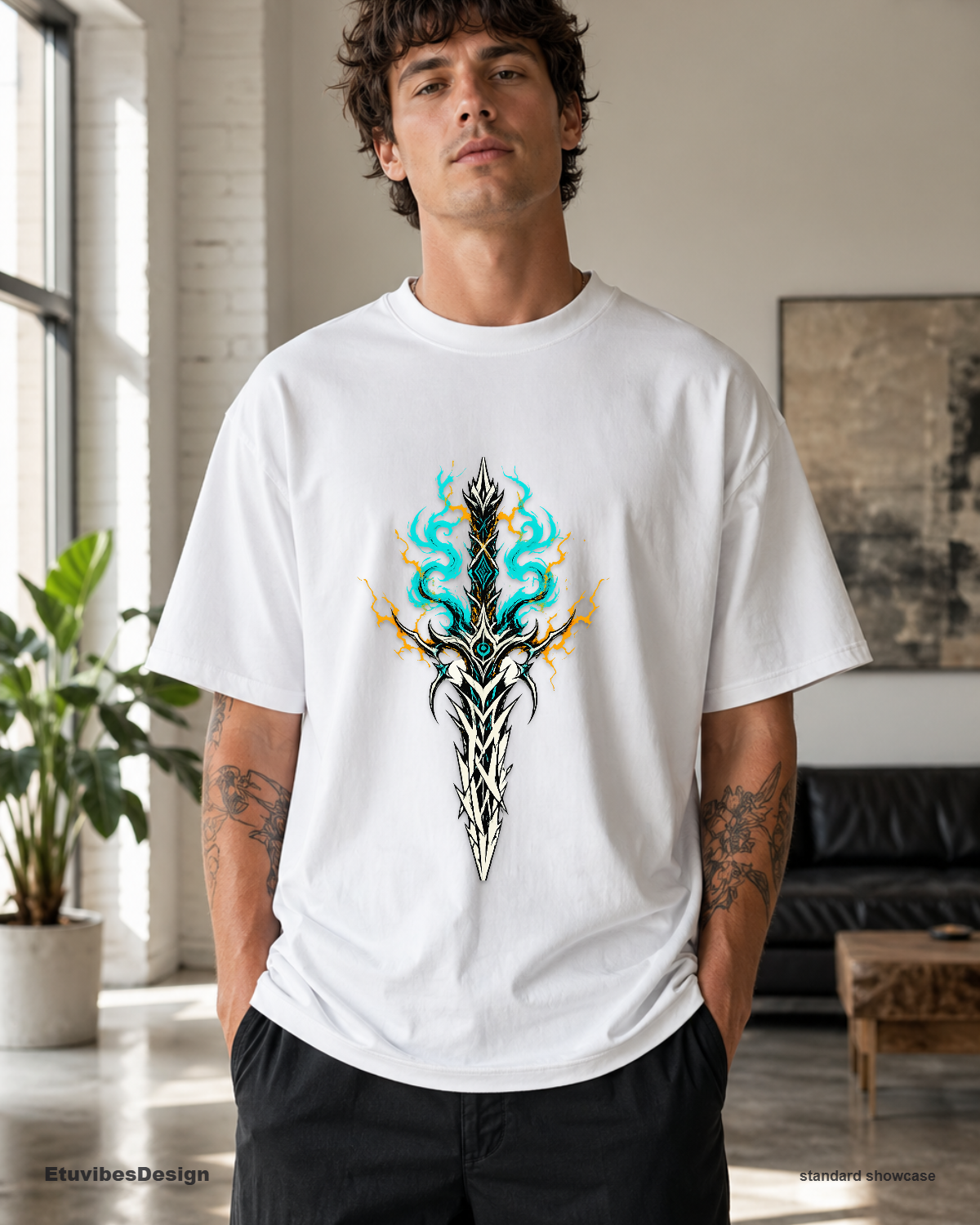 Legendary Glowing Fantasy Sword Graphic T-Shirt
