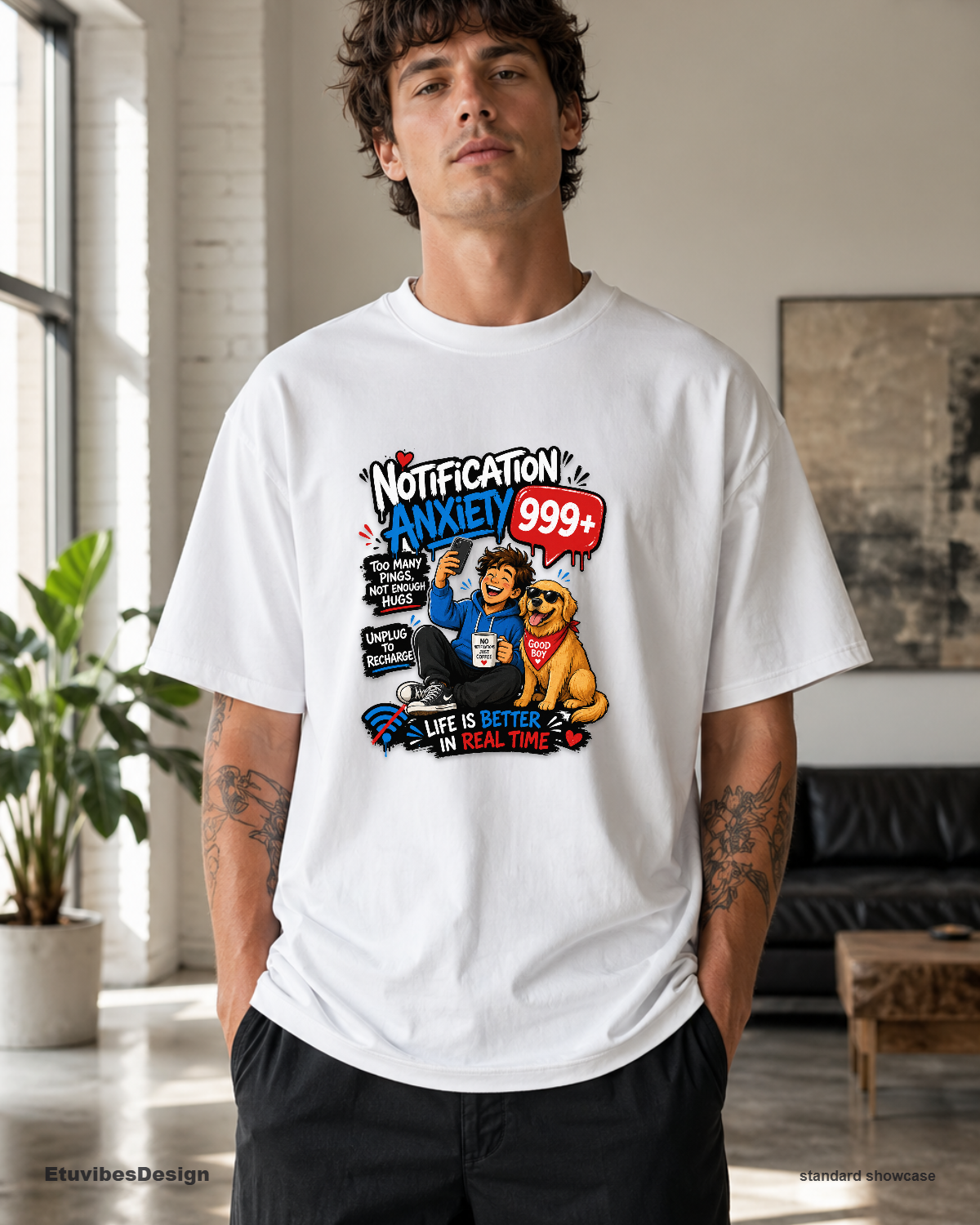 Notification Anxiety Digital Detox Dog Lover T-Shirt