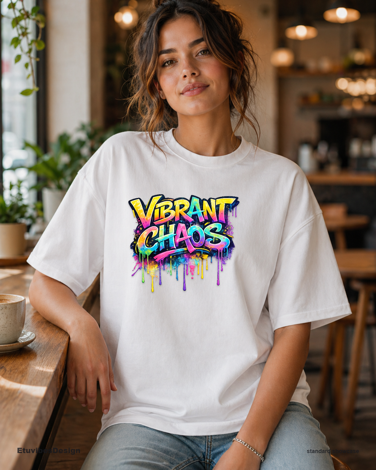 Vibrant Chaos Neon Graffiti Streetwear T-Shirt
