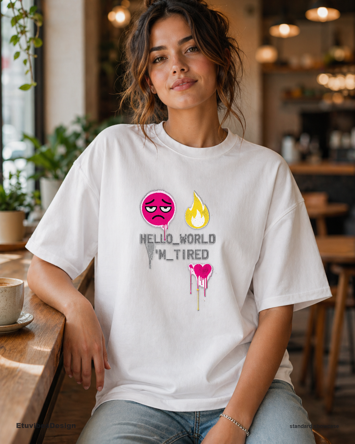 Hello World I’m Tired Funny Programmer Introvert Grunge Unisex T-Shirt
