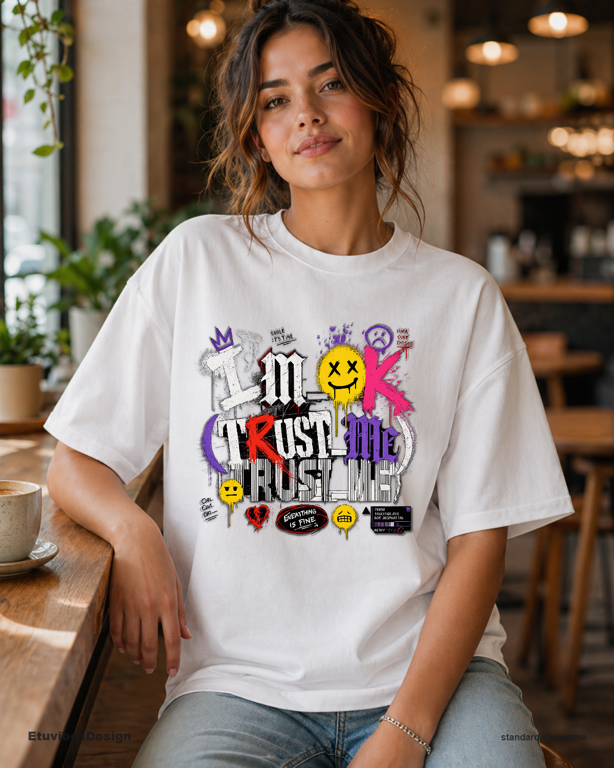 Grunge ‘I’m OK Trust Me’ Sarcastic Streetwear T-Shirt