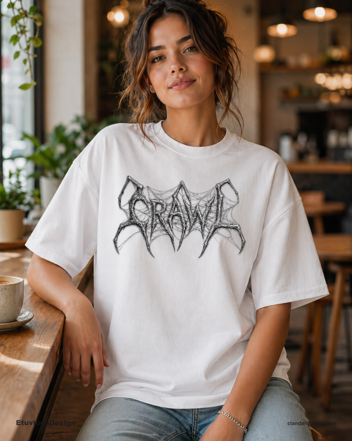 Crawl Spiderweb Death Metal Logo Graphic T-Shirt – Unisex Gothic Grunge Apparel