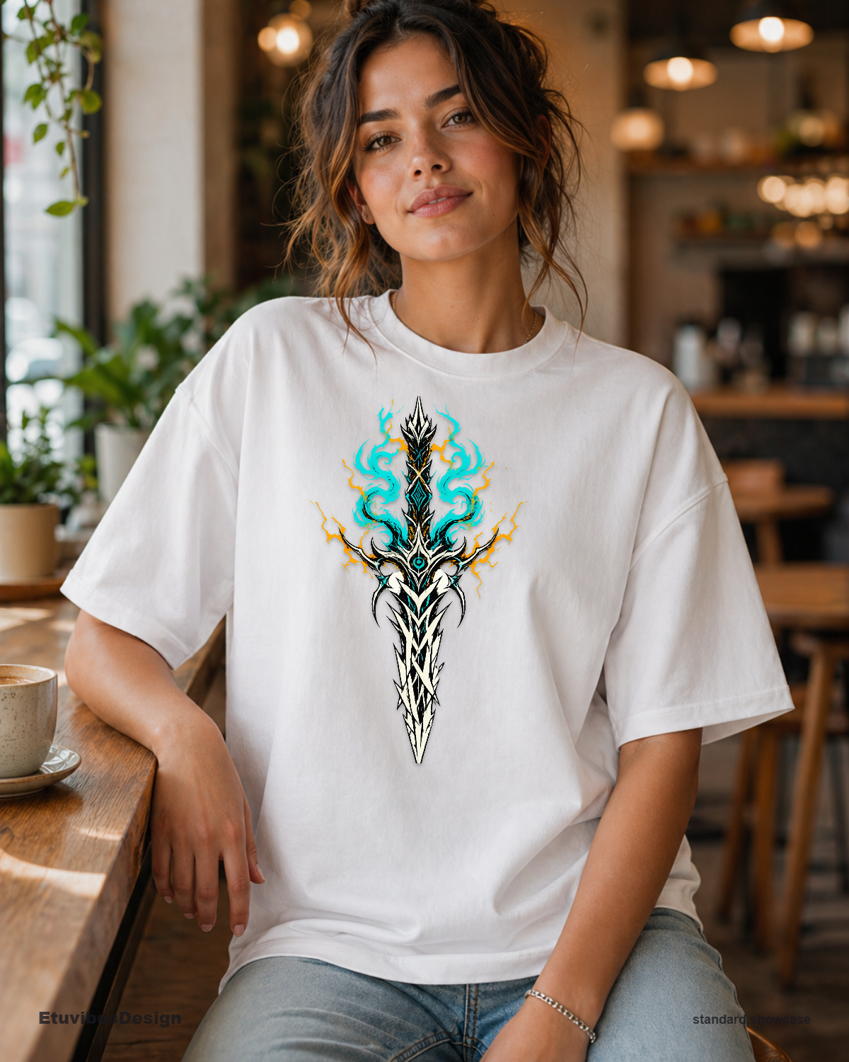 Legendary Glowing Fantasy Sword Graphic T-Shirt