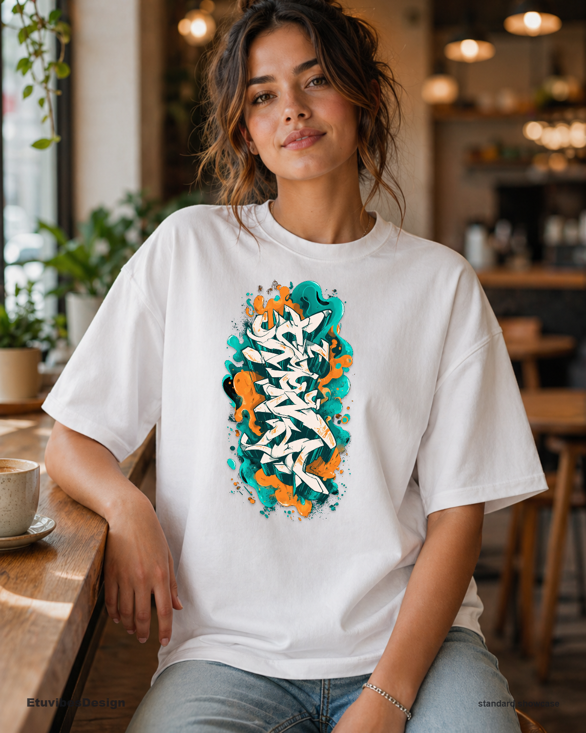 Abstract 3D Graffiti Liquid Drip Oversized Graphic Tee