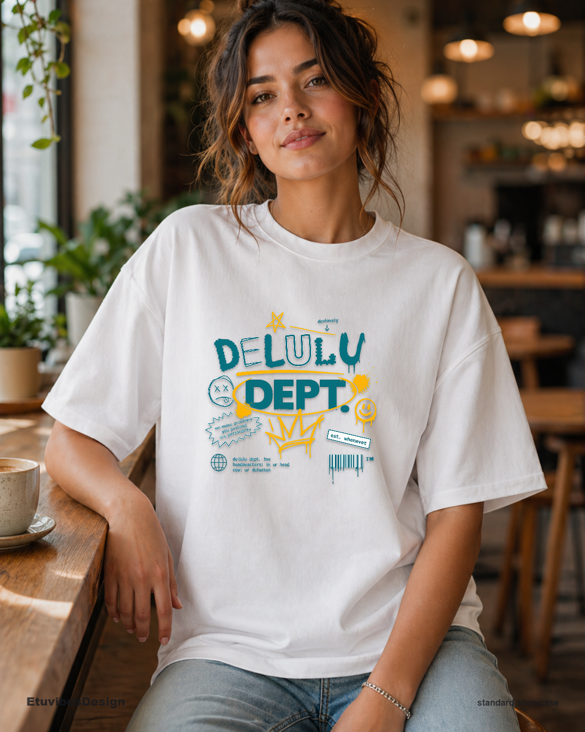 Delulu Dept Ironic Gen Z Meme T-Shirt Y2K Cybercore Graphic Tee
