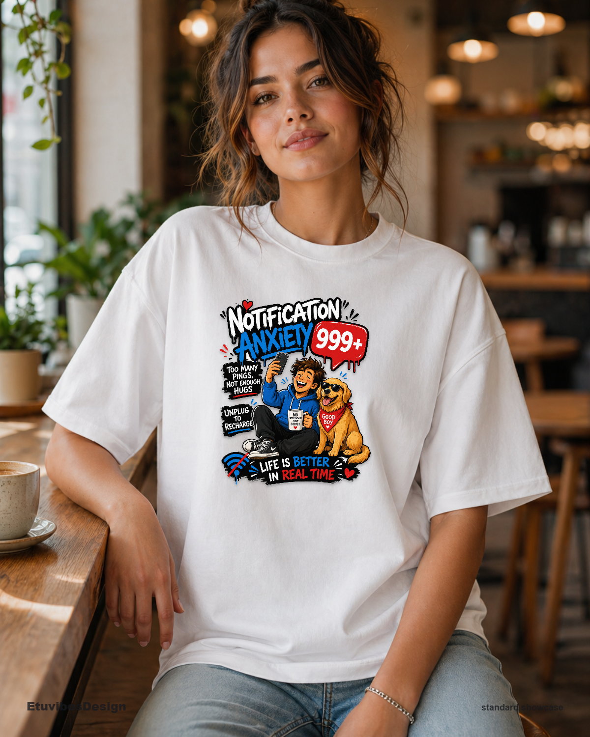 Notification Anxiety Digital Detox Dog Lover T-Shirt